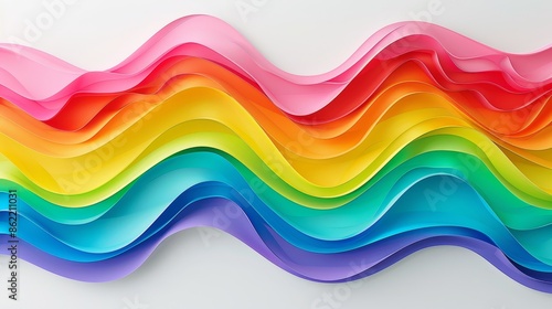 Abstract Colorful Waves - Rainbow Paper Cut Design - Minimalist Background