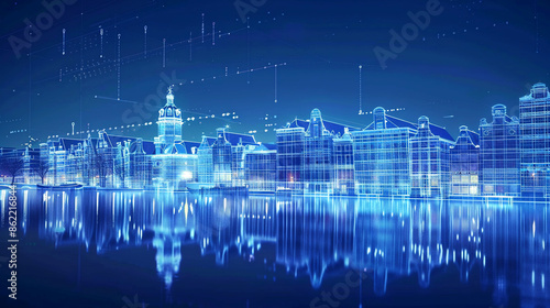 night city skyline of Amsterdam