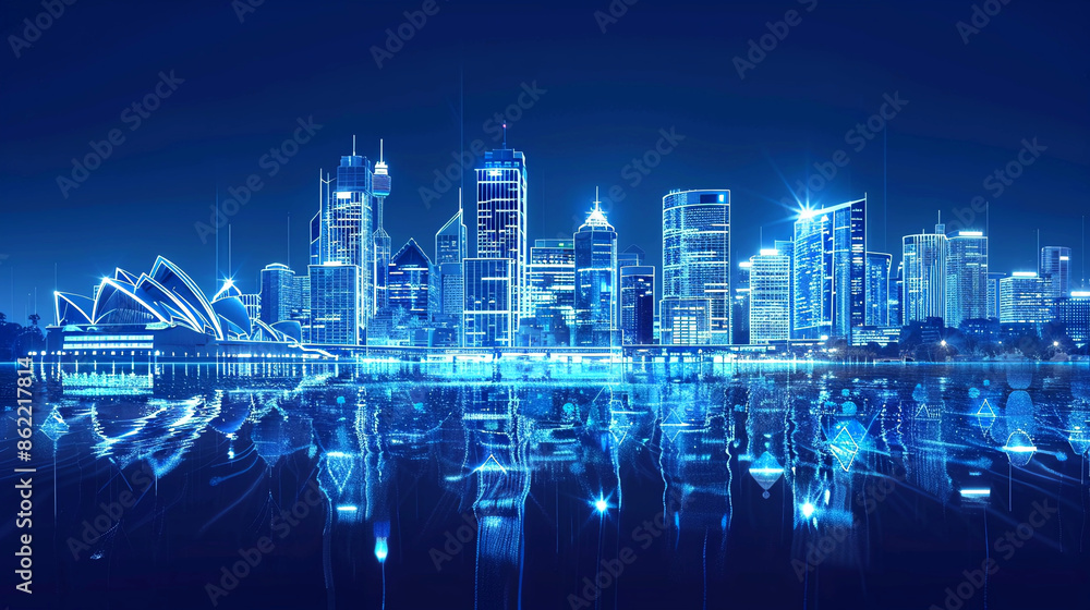 Obraz premium Digital city skyline of Sydney