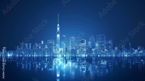 Digital city skyline of  Tokyo