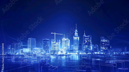 Digital city skyline of Warsaw