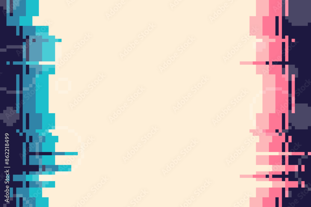 Futuristic Glitched Signal Light with Color Leak Frame Background, Pixel Art Style Futuristic Glitched Signal Light with Color Leak Frame Background, Pixel Art Style