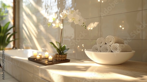 Smooth cream tiles in a clean, linear design