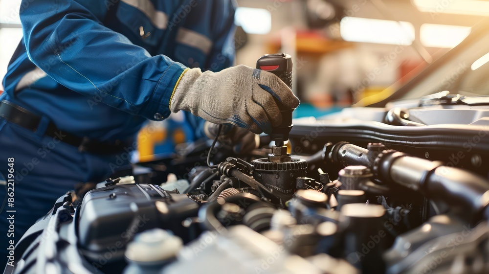 mechanic using a borescope to inspect internal engine components, in a garage that utilizes advanced technology for detailed diagnostics, reflecting innovation and thoroughness in vehicle maintenance mechanic using a borescope to inspect internal engine components, in a garage that utilizes advanced technology for detailed diagnostics, reflecting innovation and thoroughness in vehicle maintenance
