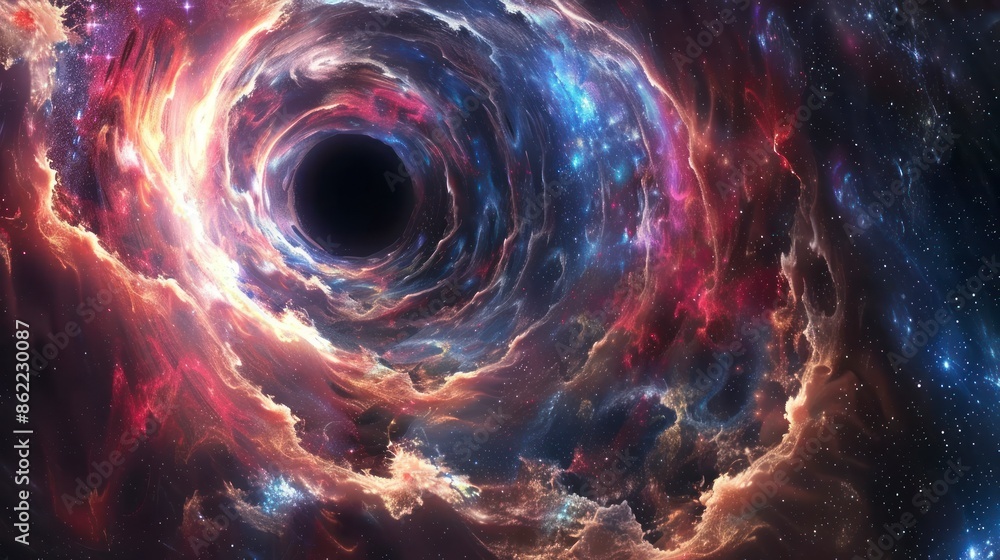 Central black hole in a swirling galactic vortex. Central black hole in a swirling galactic vortex.