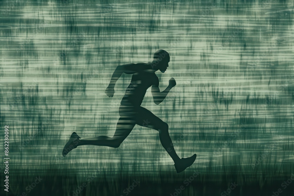 Silhouette of a person running against a blurred green background, representing speed, motion, and fitness concepts. Silhouette of a person running against a blurred green background, representing speed, motion, and fitness concepts.