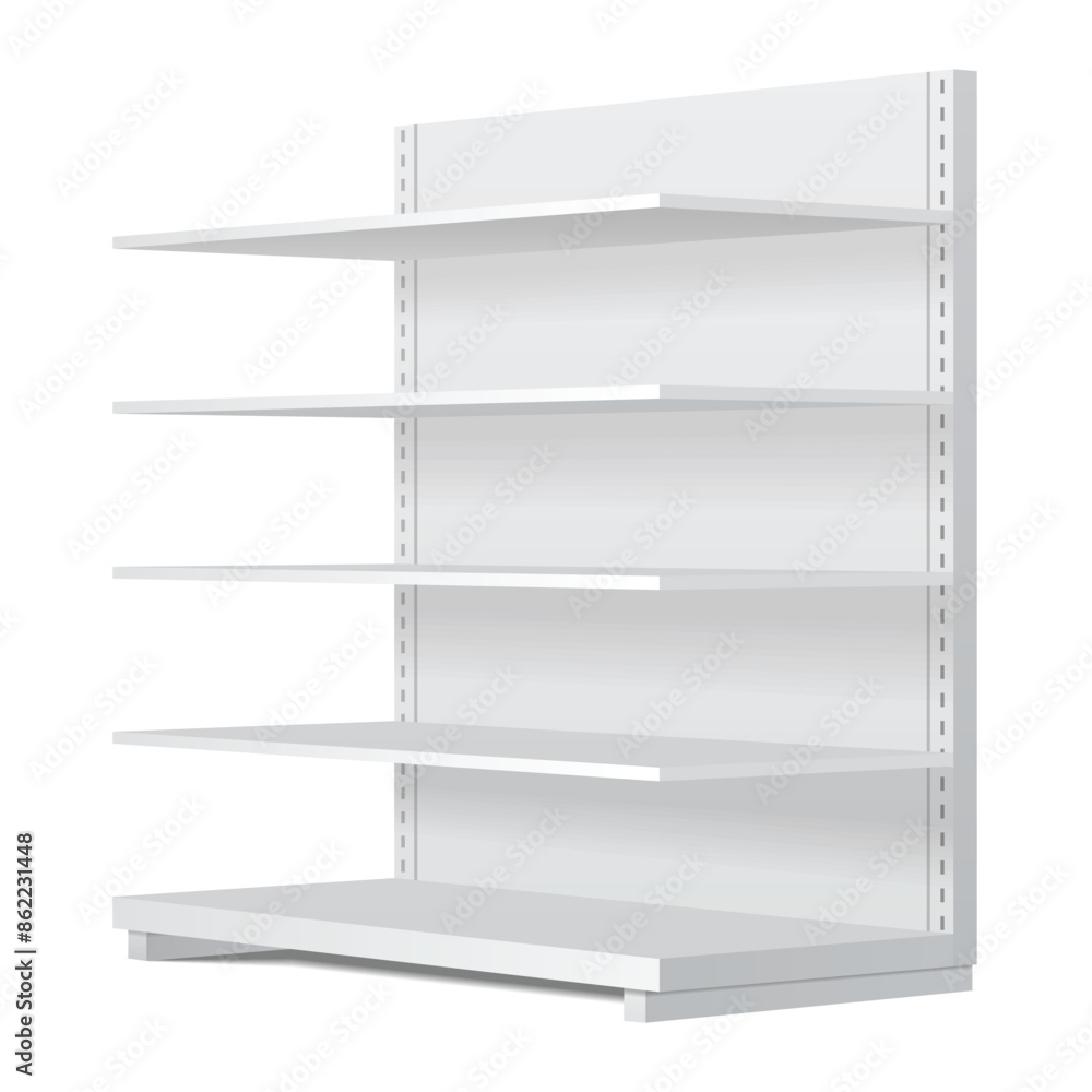 3d empty showcase display with retail shelves. Mock up. Vector 3d empty showcase display with retail shelves. Mock up. Vector