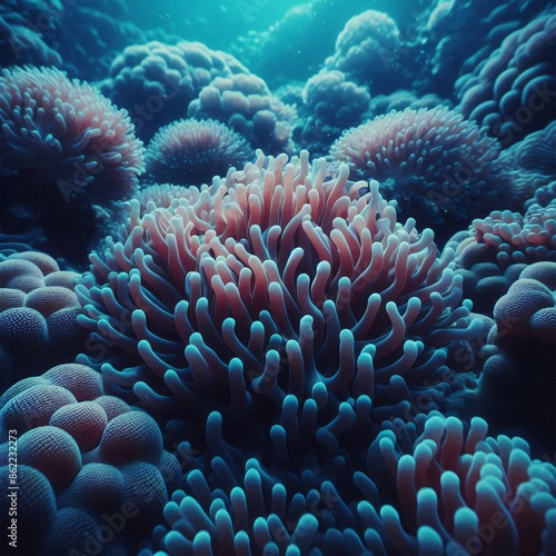 coral reef life. cinematic, macro style