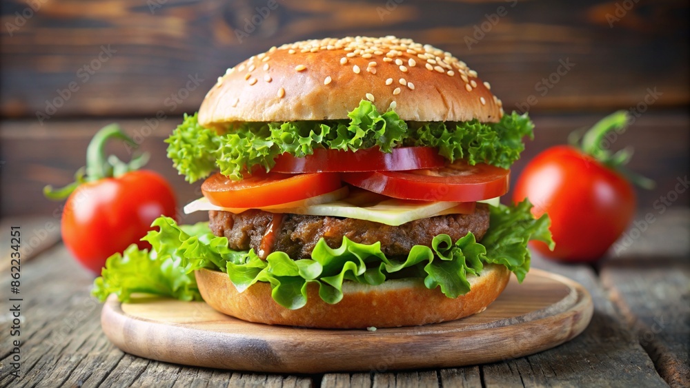 hamburger on a wooden background hamburger on a wooden background