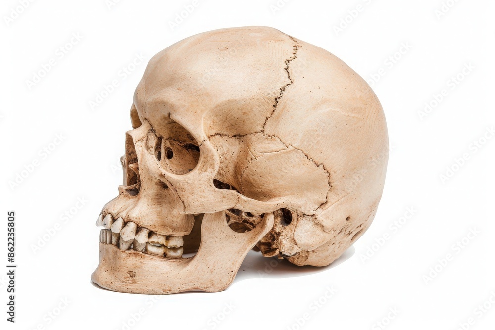 A detailed image of a human skull showcasing bone structure, ideal for medical, educational, and Halloween-themed projects. A detailed image of a human skull showcasing bone structure, ideal for medical, educational, and Halloween-themed projects.