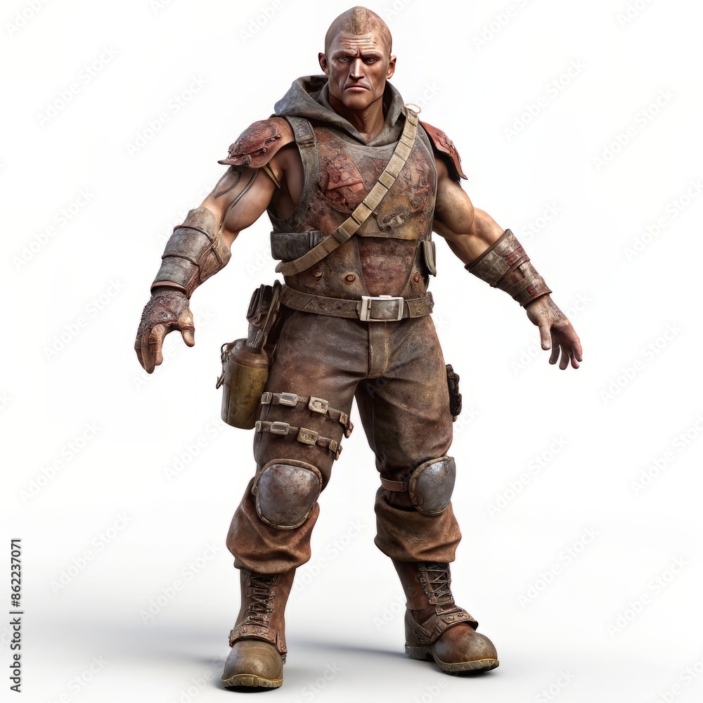 3D Render of a Post-Apocalyptic Survivor Action Figure, on isolated white background, Generative AI 3D Render of a Post-Apocalyptic Survivor Action Figure, on isolated white background, Generative AI