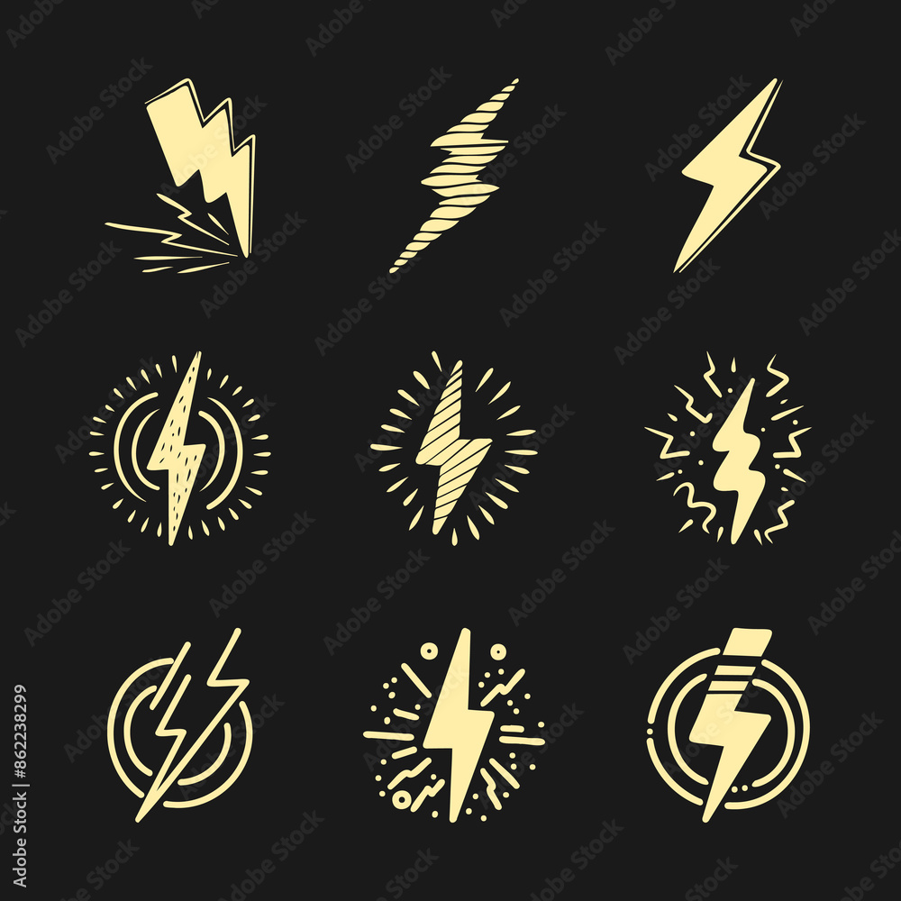 Hand drawn doodle electric lightning symbol sketch. thunder icon Hand drawn doodle electric lightning symbol sketch. thunder icon