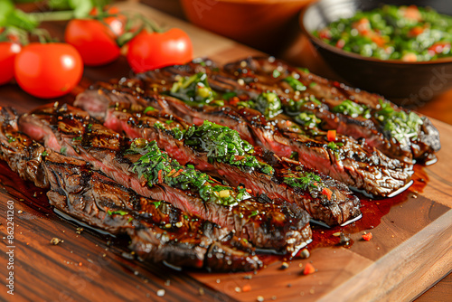 Skirt Steak: Long and thin cut.