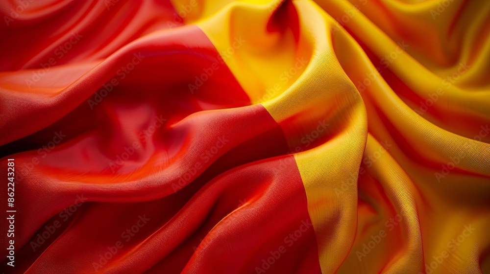 Fototapeta premium A close up of a flag with red and yellow colors.
