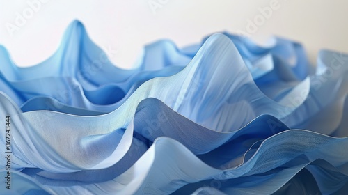Abstract Blue Fabric Waves Close Up