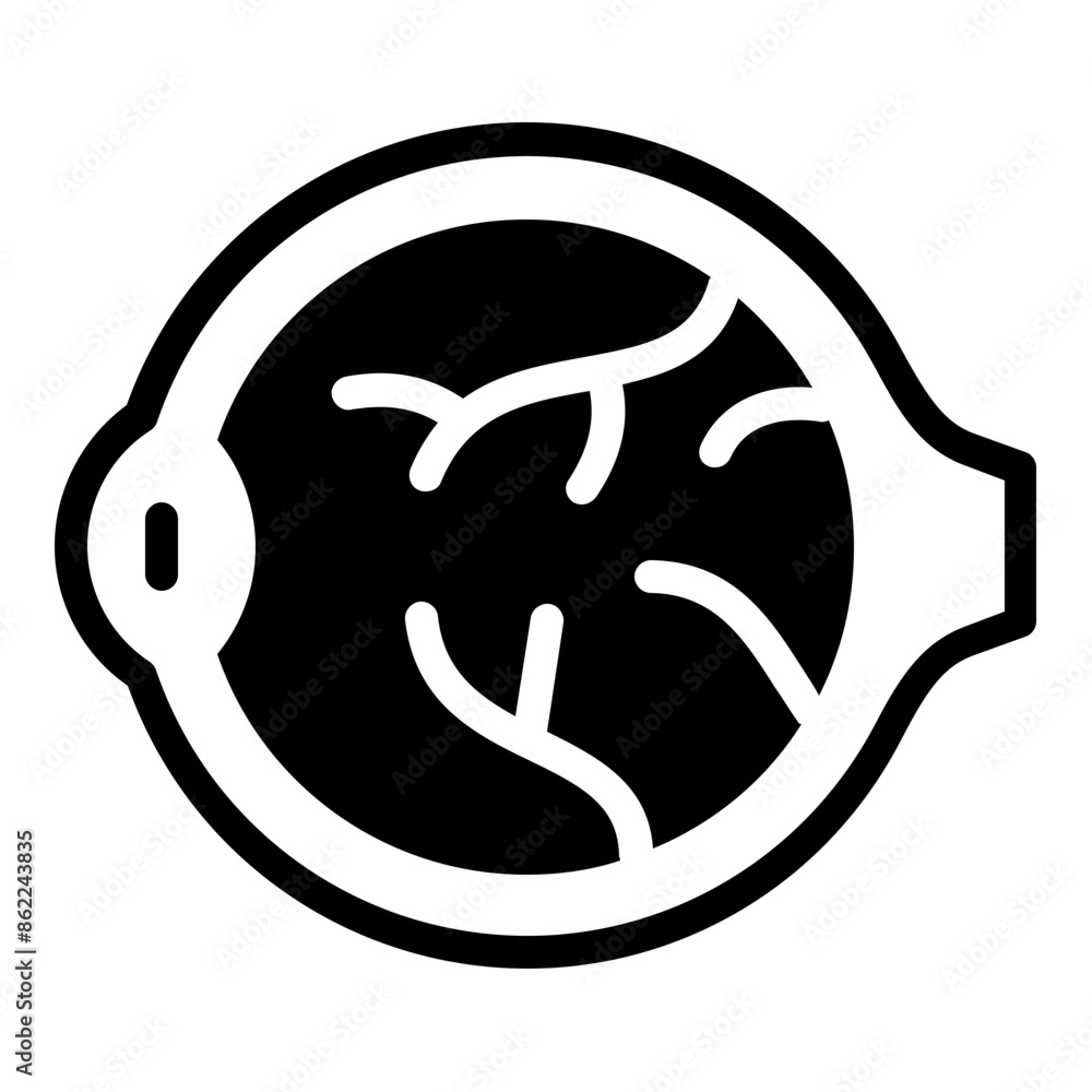 Retina eye icon with black fill for medical apps and websites Retina eye icon with black fill for medical apps and websites