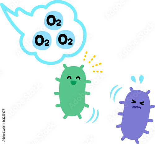 好気性菌と嫌気性菌のキャラクター