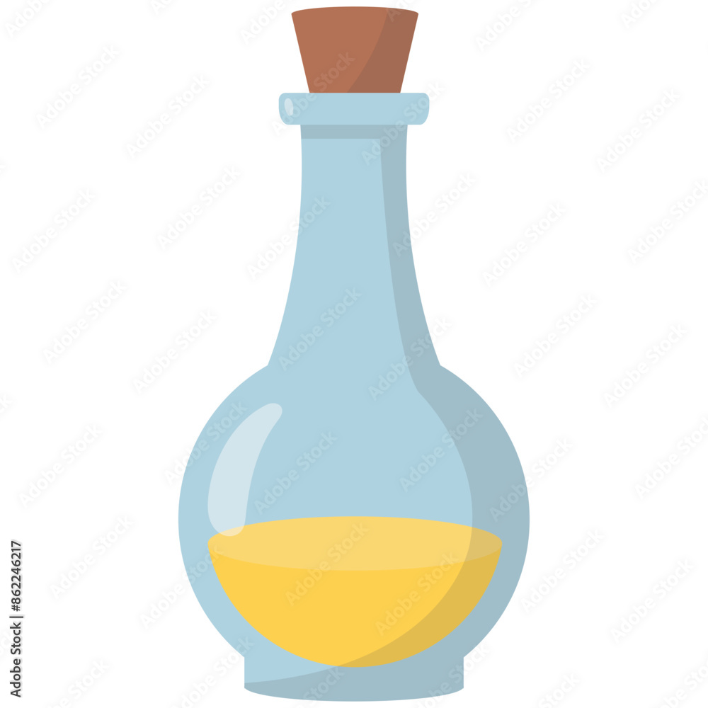 Magic Potion Bottle Isolated on White Background. Vector Illustration in Cartoon Style. Magic Potion Bottle Isolated on White Background. Vector Illustration in Cartoon Style.