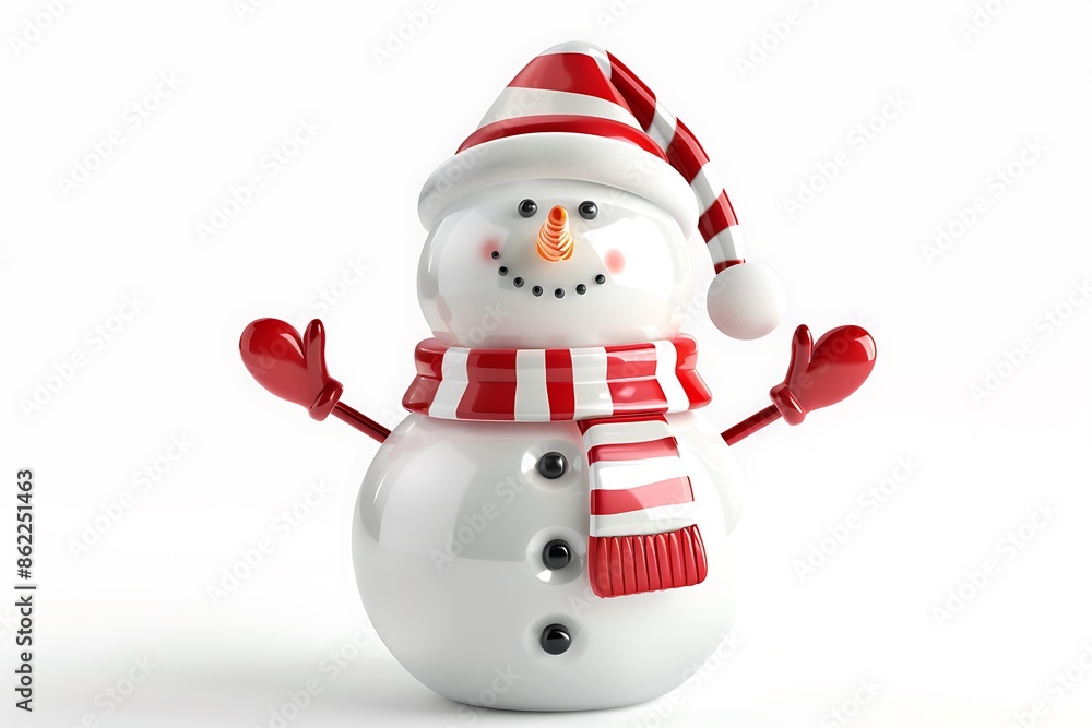 3d christmas snowman icon isolated on white background 3d christmas snowman icon isolated on white background