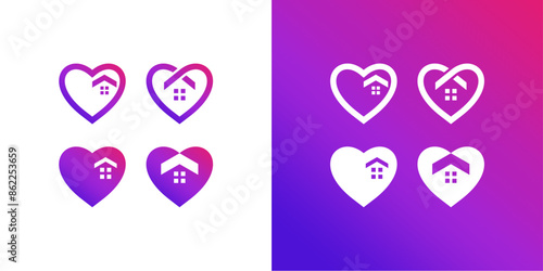 Amazing Vector set of unique home care logo, made of heart and home, can be used in various media easily, editable, Exclusive