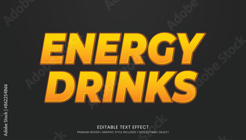 energy drinks editable 3d text effect template bold typography and abstract style drinks logo and brand