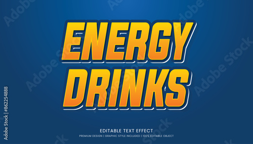 energy drinks editable 3d text effect template bold typography and abstract style drinks logo and brand