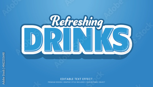 refreshing drinks editable 3d text effect template bold typography and abstract style drinks logo and brand	