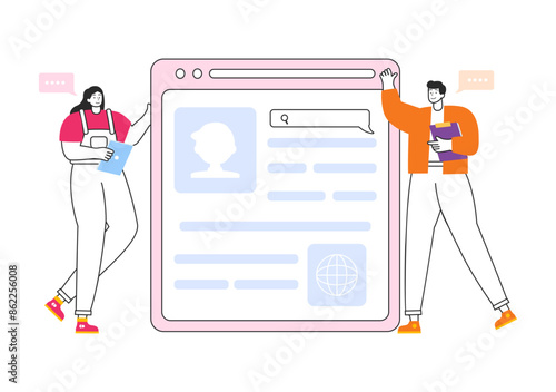 Intranet Internet Network Connection Technology Vector Illustration to Share Confidential Company Information and Website in Flat Cartoon Background