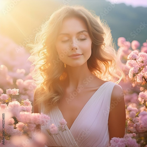 Person illuminated by a soft, ethereal glow with pastel colors and a dreamy aesthetic. 