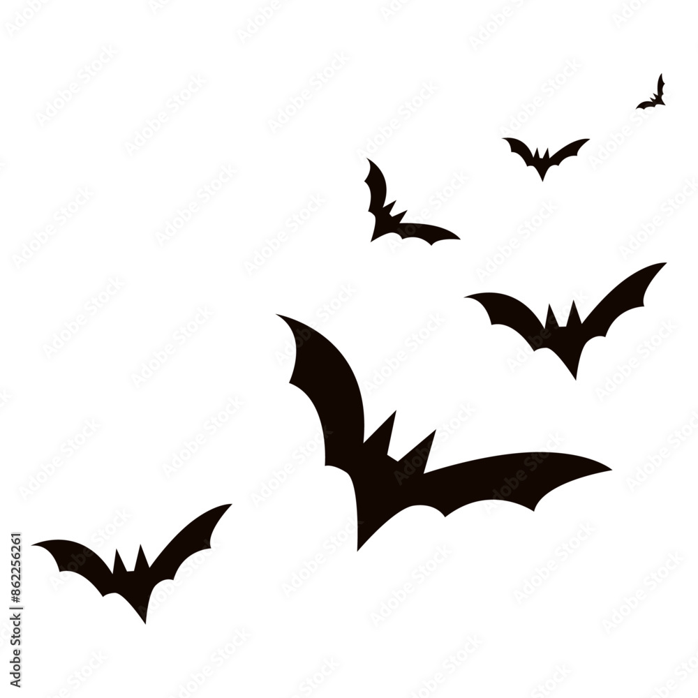 Naklejka premium Bats silhouettes solated on white background. Halloween traditional design element