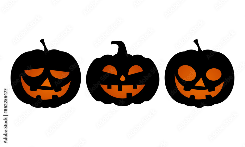 Halloween pumpkins illustration collection on white background Halloween pumpkins illustration collection on white background