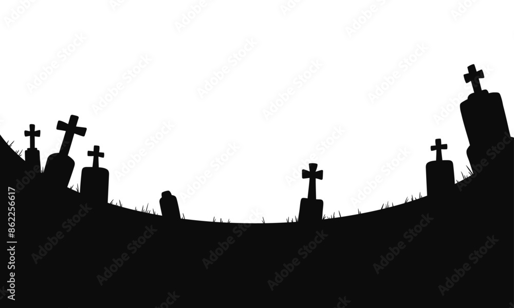 Hand drawn monochrome silhouettes for halloween celebration on white Hand drawn monochrome silhouettes for halloween celebration on white