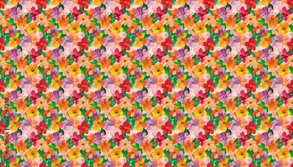A simple flower pattern with vibrant colors, featuring an oil painting A simple flower pattern with vibrant colors, featuring an oil painting