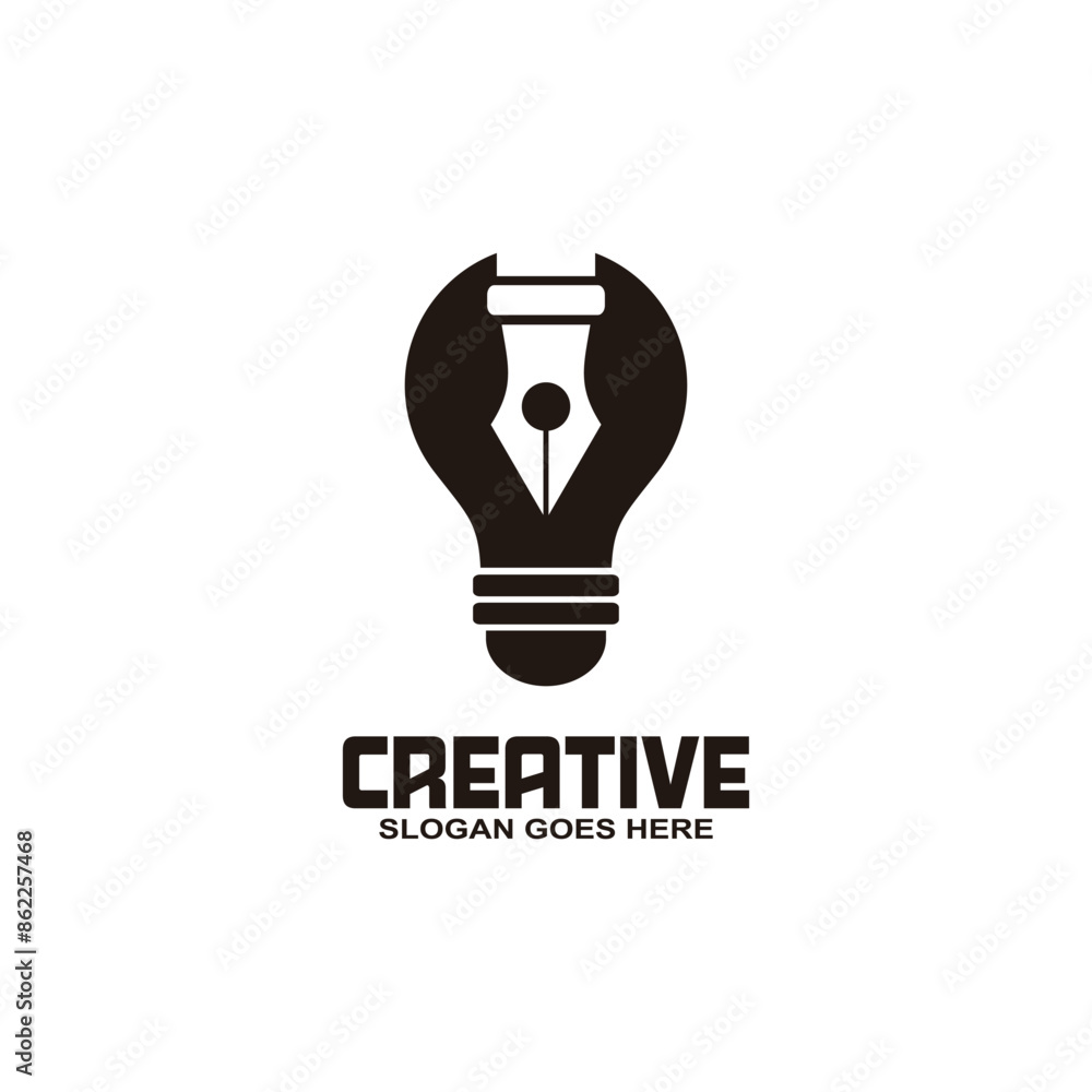 Creative bulb lamp and pencil logo vector Creative bulb lamp and pencil logo vector