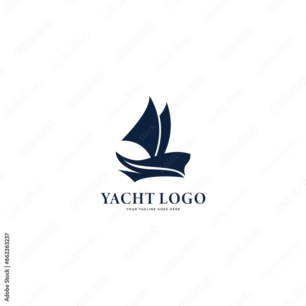 Flat yacht club logo icon with vector illustration Flat yacht club logo icon with vector illustration