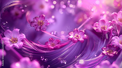 Enchanting Purple Fantasy Flowers on Swirling Background
