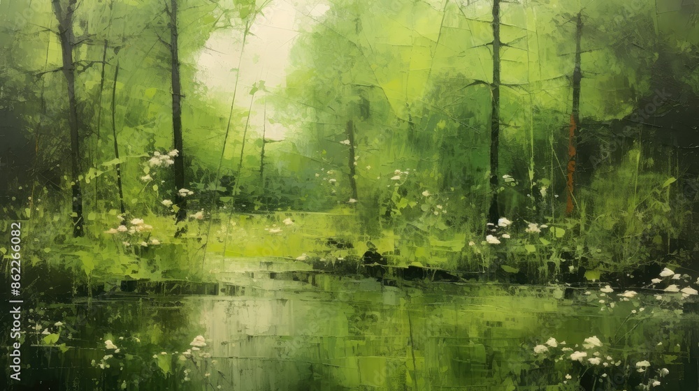Lush green abstracts in natural serenity Lush green abstracts in natural serenity