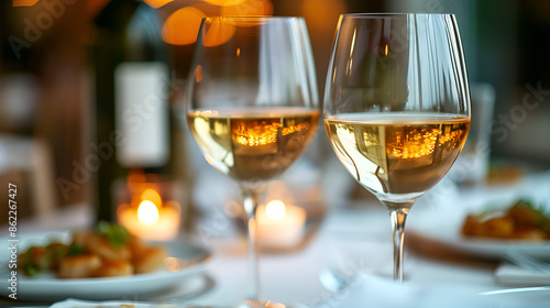 glasses of wine on table in beautiful resturant