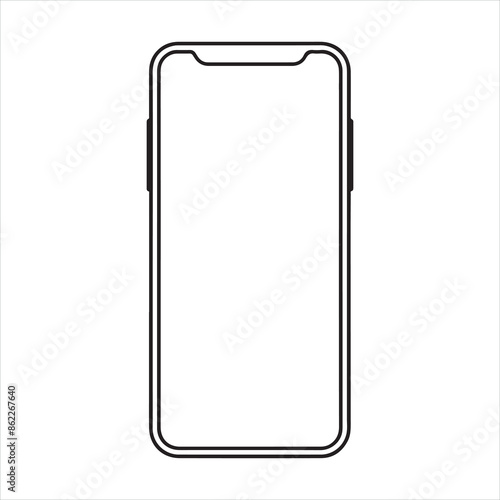 Smart phone single Line Icon Vector Design outline
