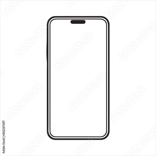Smart phone single Line Icon Vector Design outline
