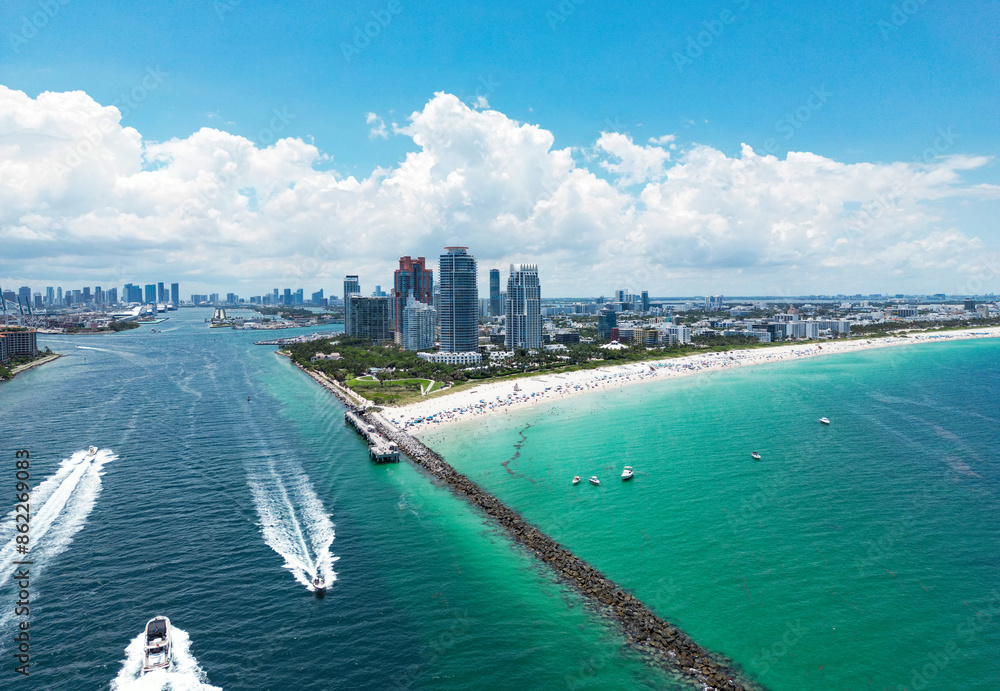 Skyline of Miami Beach from top. Summer in Miami. Miami beach coastline. Panoramic view of Luxury condos in Miami Beach Florida. Aerial View of Surfside Miami Beach. Skyline of Miami Beach from top. Summer in Miami. Miami beach coastline. Panoramic view of Luxury condos in Miami Beach Florida. Aerial View of Surfside Miami Beach.
