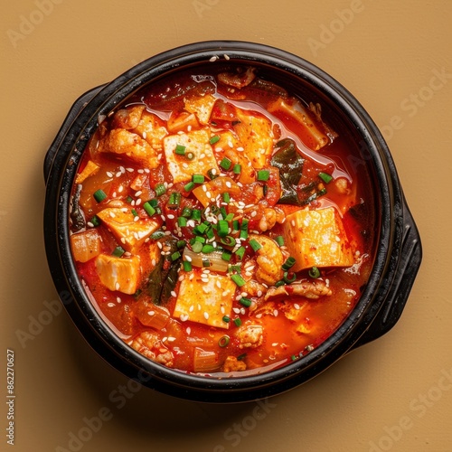 Spicy Korean Tofu Soup, Dubu Jorim photo