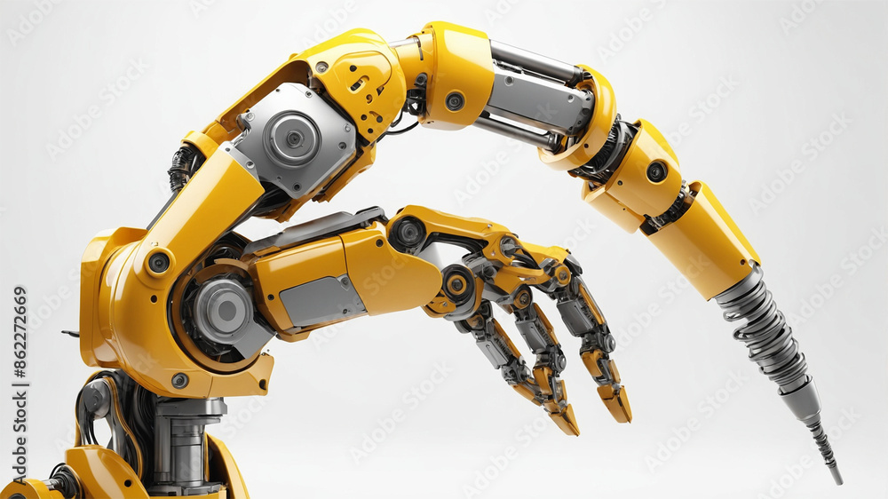 Innovation. 3D robot arm on white background. Mechanical hand. Industrial robot. modern industrial technology