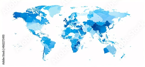 Fototapeta Naklejka Na Ścianę i Meble -  Blue world map vector illustration.