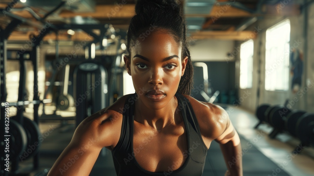 A strong young woman takes on an intense workout A strong young woman takes on an intense workout