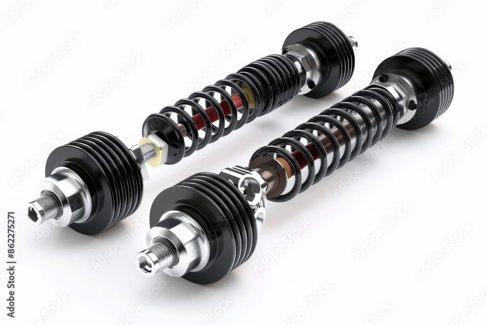 Detailed 3D rendering of a contemporary vehicle's shock absorber, presented against a neutral white backdrop for clarity and focus.
Detailed 3D rendering of a contemporary vehicle's shock absorber, presented against a neutral white backdrop for clarity and focus.