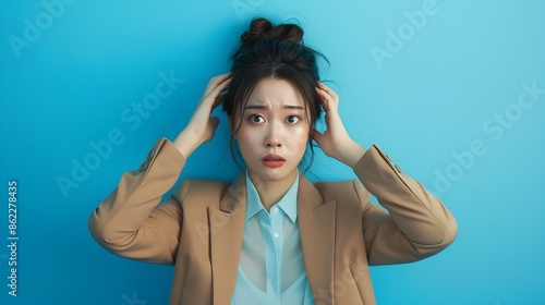 Hallyu Businesswoman Feeling Tired in Modern Neo Pop Styled Portrait