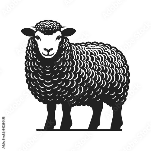 A cute face farming black sheep hand-drawn vector illustration © sumonbrandbd