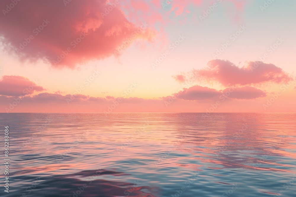 Obraz premium A dramatic sky with soft peachy hues during sunset creates a serene and mesmerizing atmosphere, capturing the beauty of twilight.