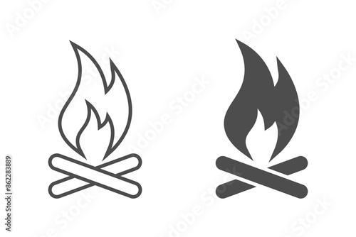 fire sign vector, campfire, balefire icon set